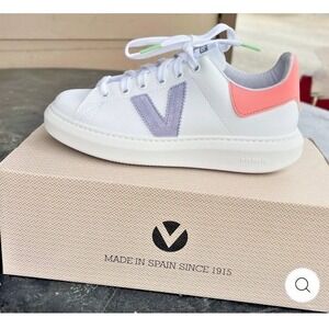 The Victoria Women Size 37/6 Milan Fashion Sneakers White Coral Made In‎ Spain